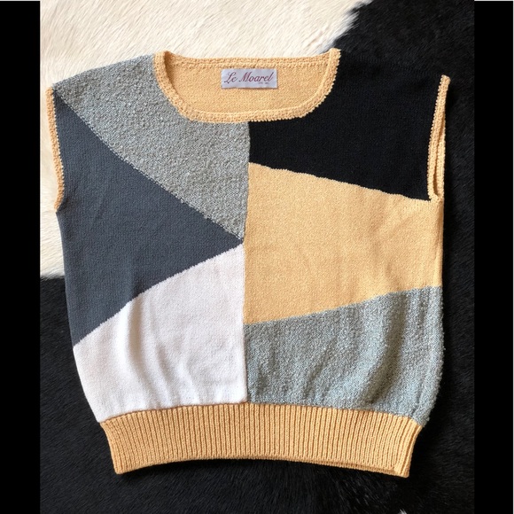 le morel Sweaters - VINTAGE COLOR BLOCK SWEATER TOP SZ M